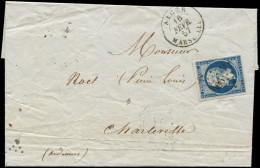 Let EMPIRE NON DENTELE - 14Aa 20c. Bleu Foncé, Obl. PC 1896 S. LSC, Càd ALGER MARSEILLE 16/2/57, TB - 1849-1876: Periodo Classico