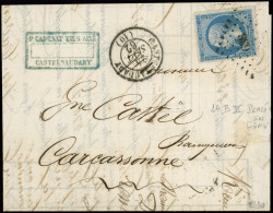 Let EMPIRE NON DENTELE - 14B  20c. Bleu, T II, PERCE En LIGNES Obl. PC 638 S. LAC, Càd T15 CASTELNAUDARY 24/9/62, TB - 1849-1876: Classic Period