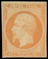 * EMPIRE NON DENTELE - 16   40c. Orange, Ch. Un Peu Forte, TB, Certif. Calves - 1853-1860 Napoleon III