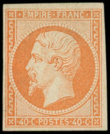 (*) EMPIRE NON DENTELE - 16   40c. Orange, Neuf Sans Gomme, TB. Br - 1853-1860 Napoléon III