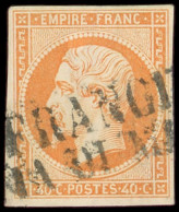 EMPIRE NON DENTELE - 16   40c. Orange, Obl. FRANCIA/VIA DI MARE, TB - 1853-1860 Napoleone III