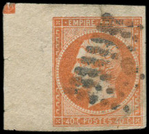 EMPIRE NON DENTELE - 16p  40c. Orange, Cdf Avec CARRE De REPERE Partiel, Obl. Los. C, Fente En Haut, Sinon TB. J - 1853-1860 Napoleon III