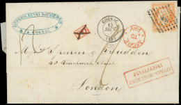 Let EMPIRE NON DENTELE - 16   40c. Orange Obl. PC 898 S. LSC, Càd T15 COGNAC 13/9/60, "affrt Insuff.", PD Annulé Et Taxe - 1849-1876: Periodo Classico