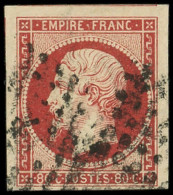 EMPIRE NON DENTELE - 17Ar 80c. VERMILLONNE FONCE, 3 Grandes Marges, Obl., Nuance Certifiée Scheller, TB. S - 1853-1860 Napoleone III