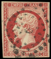 EMPIRE NON DENTELE - 17Ar 80c. VERMILLONNE FONCE, Obl. Losange, Au Filet Dans Un Angle, Sinon TB - 1853-1860 Napoleone III