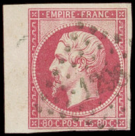 EMPIRE NON DENTELE - 17B  80c. Rose, Petit Bdf, Obl. PC 1298, Superbe - 1853-1860 Napoleone III