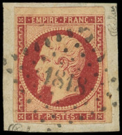 EMPIRE NON DENTELE - 18    1f. Carmin, Au Filet Dans Un Angle, Obl. PC 1818 S. Fragt, TB, Certif. Calves, 1er Choix - 1853-1860 Napoléon III.