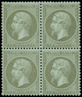 ** EMPIRE DENTELE - 19    1c. Olive, BLOC De 4, 1 Ex. *, Bien Centré, TB - 1862 Napoléon III