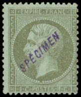 * EMPIRE DENTELE - S19f   1c. Vert-olive, Surch. SPECIMEN En Violet Et En Diagonale, RR, TB. C - 1862 Napoléon III.