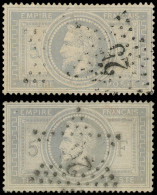 EMPIRE LAURE - 33    5f. Violet-gris, 2 Ex. Obl. ETOILE 25 Et 26, Lég. Déf., Aspect TB - 1863-1870 Napoléon III Con Laureles