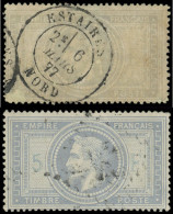 EMPIRE LAURE - 33    5f. Violet-gris, 2 Ex. Défx, Obl. GC Et Càd T18, B/TB - 1863-1870 Napoléon III Con Laureles