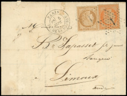 Let SIEGE DE PARIS - 36 Et 38, 10c. Et 40c. Obl. Etoile 1 S. LAC, Càd Pl. De La Bourse 5/9/71, Affr. Rare 10c En Trop Po - 1849-1876: Période Classique