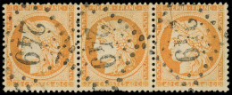SIEGE DE PARIS - 38f  40c. Orange, PAIRE De 2 "4 RETOUCHES" Dans Une BANDE De 3 Obl. GC 249, Lég. Déf. De Dentelure, TB, - 1870 Siège De Paris