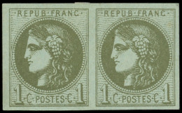 * EMISSION DE BORDEAUX - 39C   1c. Olive, R III, PAIRE, TB - 1870 Emissione Di Bordeaux