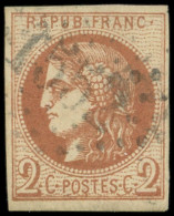 EMISSION DE BORDEAUX - 40B   2c. Brun-rouge, R II, Obl. GC, TB - 1870 Emissione Di Bordeaux