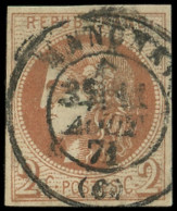 EMISSION DE BORDEAUX - 40B   2c. Brun-rouge, R II, Pos. 2, Obl. Càd T17 NANCY 11/8/71, TB. C - 1870 Emisión De Bordeaux
