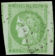 EMISSION DE BORDEAUX - 42B   5c. Vert-jaune, R II, 2 Voisins, Obl., TTB/Superbe - 1870 Emisión De Bordeaux