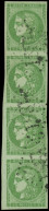 EMISSION DE BORDEAUX - 42B   5c. Vert-jaune, R II, BANDE De 4 Verticale Obl., TB - 1870 Bordeaux Printing