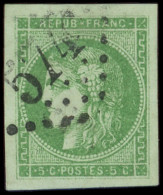 EMISSION DE BORDEAUX - 42Ba  5c. Vert-jaune Foncé, R II, Très Belles Marges, Obl. GC 574, TTB. C - 1870 Emissione Di Bordeaux