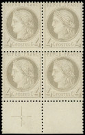 * CERES DENTELE - 52    4c. Gris, BLOC De 4, Bdf Avec Croix De Repère, Frais, TB - 1871-1875 Cérès