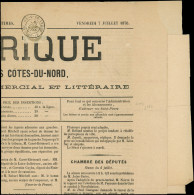 Let CERES DENTELE - 52    4c. Gris, Obl. Càd ST BRIEUC 7/7/76 S. Journal L'ARMORIQUE Du 7/7, TB - 1849-1876: Periodo Clásico