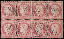 CERES DENTELE - 57   80c. Rose, BLOC De 8 Obl. GC 1388, TB - 1871-1875 Cérès