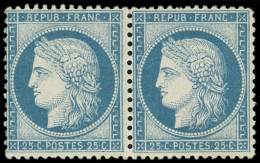 ** CERES DENTELE - 60C  25c. Bleu, T III, PAIRE, Pli De Gomme, Sinon Frais Et TB - 1871-1875 Ceres