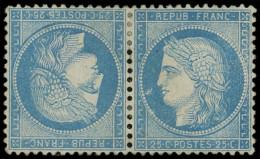 * CERES DENTELE - T60Ab 25c. Bleu, TETE-BECHE, 1 Ex. Variété D'impression Dans Le Médaillon, TB. Br - 1871-1875 Ceres