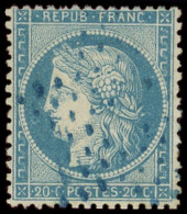 CERES DENTELE - 60A  25c. Bleu Obl. Etoile BLEUE, TB - 1871-1875 Cérès