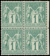 ** TYPE SAGE - 61    1c. Vert, BLOC De 4 Très Bien Centré, TB - 1876-1878 Sage (Type I)