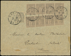 Let TYPE SAGE SUR LETTRES - N°87 (2 Bandes De 4) Et 107, Tous Obl. OUDJDA 31/10/07 S. Env. Pour PONTARLIER, TB - 1877-1920: Periodo Semi Moderno