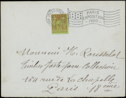 Let TYPE SAGE SUR LETTRES - N°96 Obl. Mécanique UNITED STATES/POSTAL STATION Paris Expo 1900 11/10 S. Env. Locale Avec A - 1877-1920: Semi Modern Period