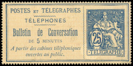 (*) TELEPHONE - Téléphone 7 : 25c. Bleu Sur Chamois, TB - Telegraph And Telephone