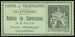 (*) TELEPHONE - Téléphone 11 : 3f. Noir Sur Vert, TB - Telegraph And Telephone