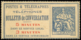 (*) TELEPHONE - Téléphone 15 : 25c. Bleu Sur Chamois, TB - Telegraph And Telephone