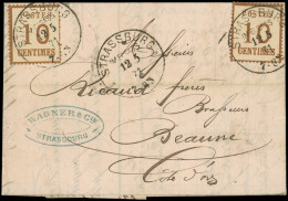 Let ALSACE-LORRAINE - 5b  10c. Bistre Burelage Citron Renversé, 2 Ex. Obl. Càd STRASSBURG 12/5/71 S. LAC, TB - Covers & Documents