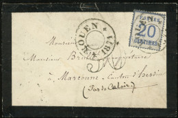 Let ALSACE-LORRAINE - 6   20c. Bleu, Obl. Cachet Provisoire ROUEN 1871 Répété à Côté S. Env., Arr. HESDIN 2/3/71, TB - Briefe U. Dokumente