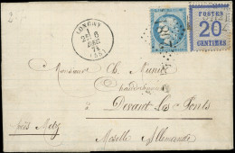 Let ALSACE-LORRAINE - Affranchissements Mixtes Avec France N°6 20c. Bleu Obl. Amb. BINGERBRUCK-METZ, MIXTE Avec France N - Storia Postale