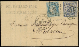 Let ALSACE-LORRAINE - Affranchissements Mixtes Avec France N°6 20c. Bleu, MIXTE Avec France N°60 Obl. PC Du GC 420 De Be - Storia Postale