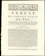 Let LETTRES SANS TIMBRE ET DOCUMENTS DIVERS - Arrêt Du Conseil D'Etat Du Roi Du 7/8/1775 Sur Les Diligences Et Messageri - Altri & Non Classificati