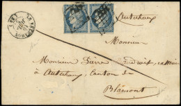 Let OBLITERATIONS PAR DEPARTEMENTS - 24/DOUBS N°4 PAIRE Lég. Touchée, Obl. GRILLE Ds. LSC, Càd T15 LE VALDAHON 10/7/51,  - 1849-1876: Periodo Clásico