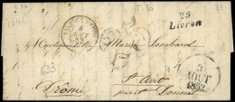 Let OBLITERATIONS PAR DEPARTEMENTS - 25/DROME Cursive 25/LIVRON Sur LAC, Dateur A 3/8/52 Et Càd T15 VALENCE-S-RHONE 4/8, - 1849-1876: Classic Period