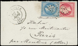 Let Boules De Moulins -  N°24 Et 29B Obl. GC 2240 S. Env., Càd T17 MARSEILLE 4/1/71, Pour Paris Par Moulins, Affrt RR, T - Guerre De 1870