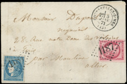 Let Boules De Moulins -  N°45B Et 49, 20c. T II R II Et 80c., Les 2 Très Grandes Marges, Obl. GC 1187 S. Env., Càd T17 C - Krieg 1870