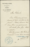 Let Guerre De 1870 -  Lettre à Entête TIRAILLEURS DE LA SEINE/BATAILLON DES TERNES Avec Cachets Bleus Du Bataillon Et LE - Guerra Del 1870