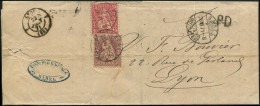 Let Guerre De 1870 -  10c. Et 50c. (pli D'archive) De Suisse Obl. Càd BASEL 26/6/71 S. LAC Acheminée De Bâle, Arr. LYON  - Krieg 1870