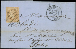 Let La Commune De Paris - Commune De Paris N°28B Obl. Etoile S. LAC De LYON 16/5, Càd PARIS (60) 20/5/71, Lettre Achemin - Guerra De 1870