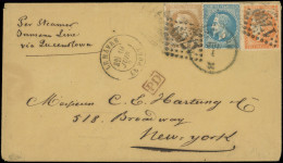 Let AFFRANCHISSEMENTS ET COMBINAISONS - N°28B, 29B Et 48 Obl. GC 1769 Et Càd à L'arr. à NEW-YORK S. Env., Càd T17 LE HAV - 1849-1876: Classic Period