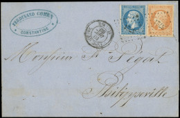 Let LETTRES ET OBLITERATIONS D'ALGERIE - N°14A Et 16 Obl. PC 3721 S. LSC, Càd CONSTANTINE 10/12/60, Arr. PHILIPPEVILLE 1 - 1849-1876: Période Classique