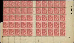 ** EMISSIONS DU XXe SIECLE - 112   Mouchon, 10c. Rose, PANNEAU De 50 Bas De Feuille, Bords S. 2 Côtés, TB - Unused Stamps